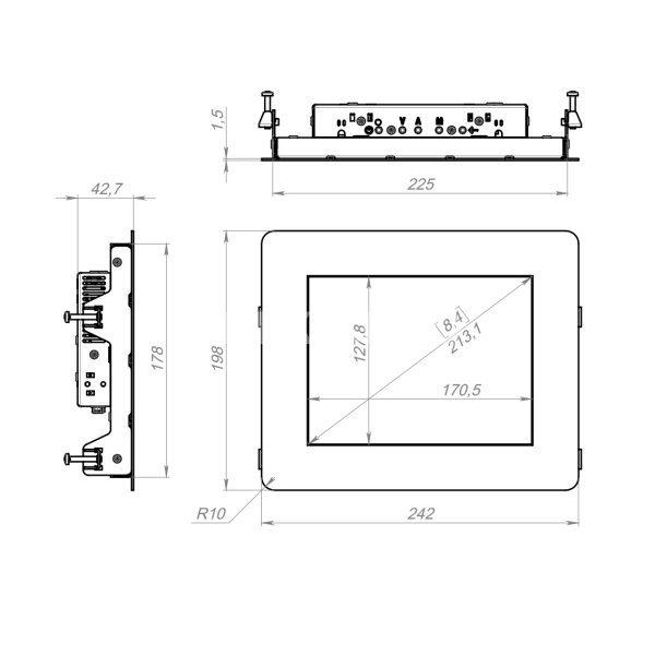 Встраиваемый сенсорный монитор 8,4" PN084SMK6-07UR41-HDV