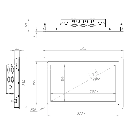 Встраиваемый сенсорный монитор 13,3" PF133WMP-90SPG1-H