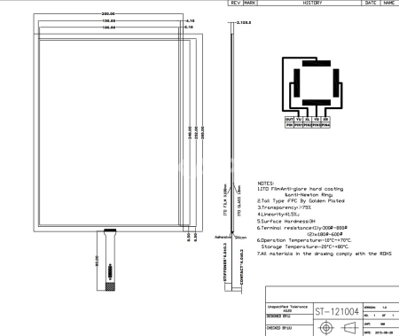 Резистивный сенсорный экран 12,1" ST-121004