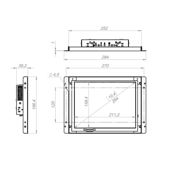 Встраиваемый монитор 10,4" FS104SMK6-07H1-HDV
