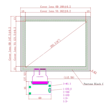 Ёмкостной сенсорный экран 8" EG8-A-0403V1 с USB