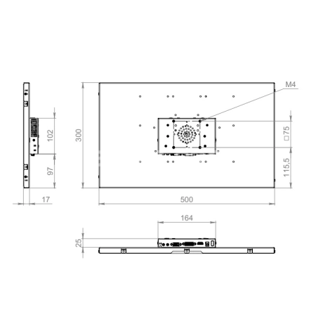 Встраиваемый сенсорный монитор 21,5" FL215WMK6-90HPX1-HDV