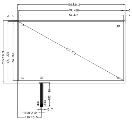 Резистивный сенсорный экран 21,5" GT-5W-21.5A-1 с USB