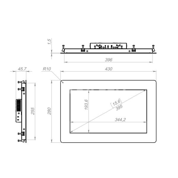 Встраиваемый сенсорный монитор 15,6" PN156WMKE-90SR41-H
