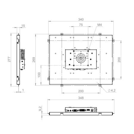 Встраиваемый сенсорный монитор 15" FL150SMK6-07UPX1-HDV