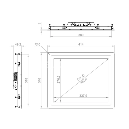 Встраиваемый сенсорный монитор 17" PF170SMK6-20UPG1-HDV