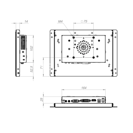 Встраиваемый сенсорный монитор 9,7" FS097SMK6-07UPS1-HDV