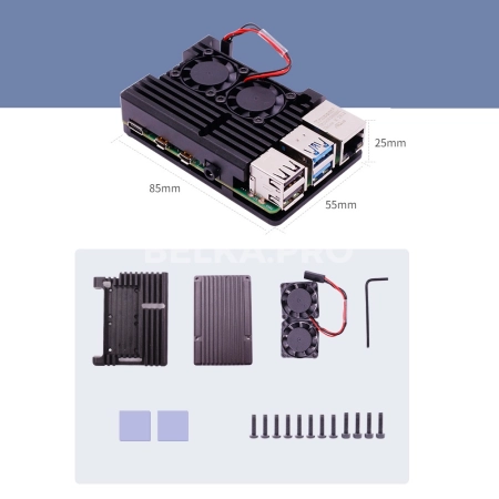 Корпус алюминиевый с охлаждением для Raspberry Pi 4